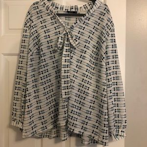 3xl white and blue/green blouse